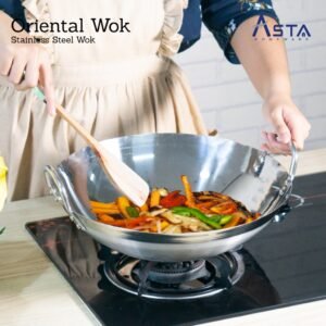 Wajan Stainless Steel - Penggorengan Tebal Tahan Karat - Oriental Wok 26 cm | Asta Homeware