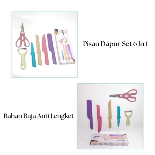 PISAU SULTAN Dapur Set 6 in 1 Bahan Stainless Steel PREMIUM Anti Lengket Peralatan Masak