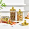 Toples Penyimpanan Emas Mewah Estetika/Toples Makanan Serbaguna/Set Toples Akrilik/Toples Tertutup/Toples Emas Mewah/toples kedap udara/toples lebaran
