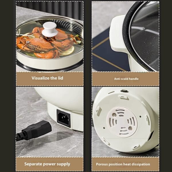 id-11134207-7rbkd-m8csvevbaqdp21 Panci Listrik Multifungsi Anti Lengket Free kukusan / Steamer Lapis Keramik Teflon cooking pot Serbaguna