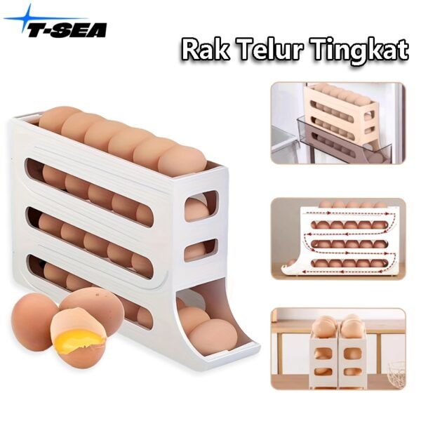 Rak Telur Tingkat 4 /Egg organizer /Tempat Penyimpanan Telur Minimalis