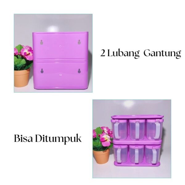 TEMPAT BUMBU 3in1 Penyimpanan Bumbu Makanan Rak Dapur Set Plastik Tebal Fre Sendok Murah Berkualitas