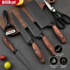 Bilikot - Pisau Dapur Set 6in1 High Quality Stainless Steel Multifungsi Pisau Koki Alat Dapur Knife