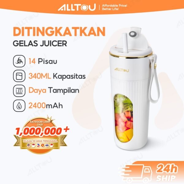 Blender Portable Mini 14 Pisau Juicer 450mL Rechargeable Jus Blender 2400mAh Mixer