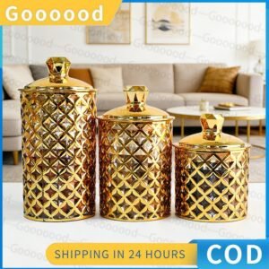 Stoples makanan serbaguna / Stoples akrilik dengan segel berlian / Stoples tertutup rapat / Stoples emas / Stoples Idul Fitri / Stoples Lebaran Emas Toples Mewa