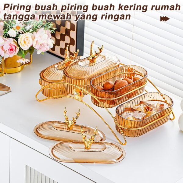 4 buah toples camilan buah emas melengkung (dengan dudukan)