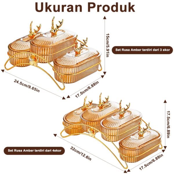 4 buah toples camilan buah emas melengkung (dengan dudukan)