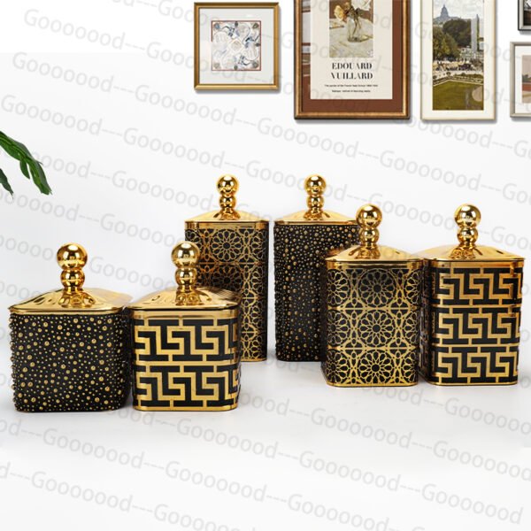 Set toples kedap udara polkadot tiga potong emas mewah dan cantik / toples penyimpanan multifungsi untuk dekorasi rumah / toples emas/toples lebaran/ Toples Natal/topleslebaran/topleslebaranmurah