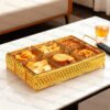 Set Plastik Emas Mewah 3/6 buah untuk Buah Kering dan Camilan, Termasuk Baki/Wadah Makanan Tahan Debu Bertutup/Kotak Camilan Meja Kopi Ruang Tamu Pernikahan