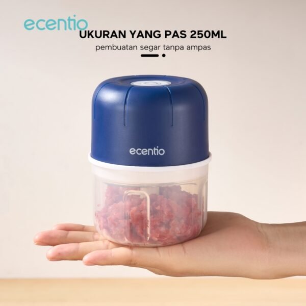 ecentio Mini Chopper Blender 6 pisau 250ml Portable Penggiling Bumbu Dapur Portable Penumbuk bawang biru gelap alat dapur
