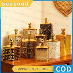 Set toples kedap udara polkadot tiga potong emas mewah dan cantik / toples penyimpanan multifungsi untuk dekorasi rumah / toples emas/toples lebaran/ Toples Natal/topleslebaran/topleslebaranmurah