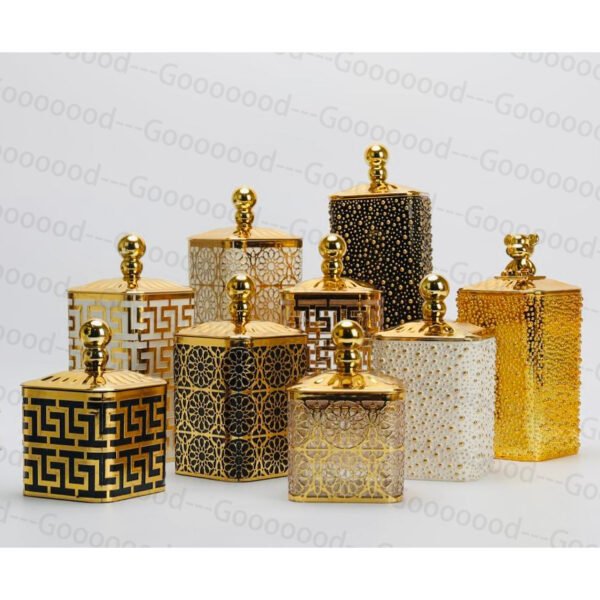 Set toples kedap udara polkadot tiga potong emas mewah dan cantik / toples penyimpanan multifungsi untuk dekorasi rumah / toples emas/toples lebaran/ Toples Natal/topleslebaran/topleslebaranmurah