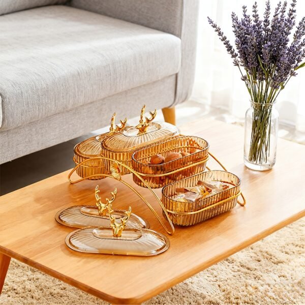 4 buah toples camilan buah emas melengkung (dengan dudukan)