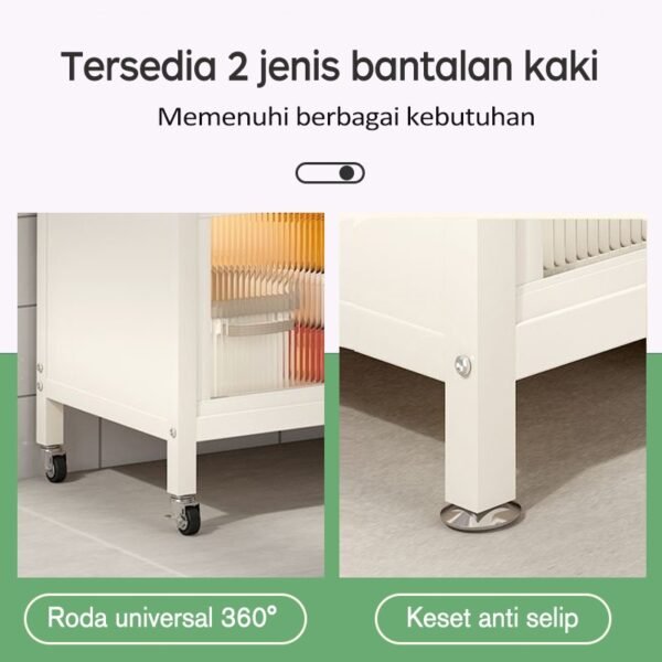 iSPECLE Rak Dapur Tertutup Lemari Dapur Dengan Pintu Rak Penyimpanan Microwave Oven Rak Multi-Lapisan Lemari Piring Lantai Berdiri Rak Dengan Roda