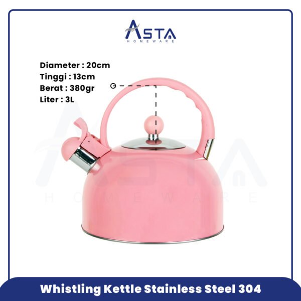 Asta Teko Siul Stainless Steel Whistling Kettle Valentina Pink 3 Liter