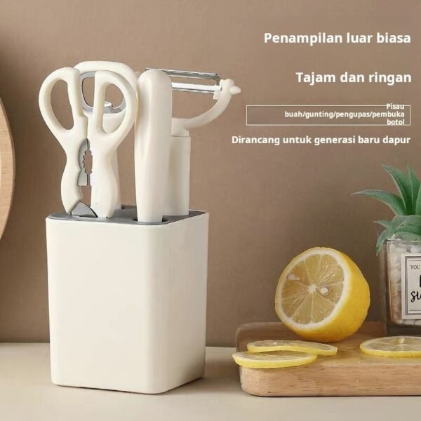 Set Peralatan Dapur Gunting Rumah Tangga Pengupas Pisau Buah Stainless Steel Peralatan Dapur Multifungsi Serut Buah dan Sayur Pengupas Pembuka Botol Alat Asrama