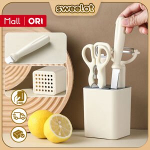 Set Peralatan Dapur Gunting Rumah Tangga Pengupas Pisau Buah Stainless Steel Peralatan Dapur Multifungsi Serut Buah dan Sayur Pengupas Pembuka Botol Alat Asrama