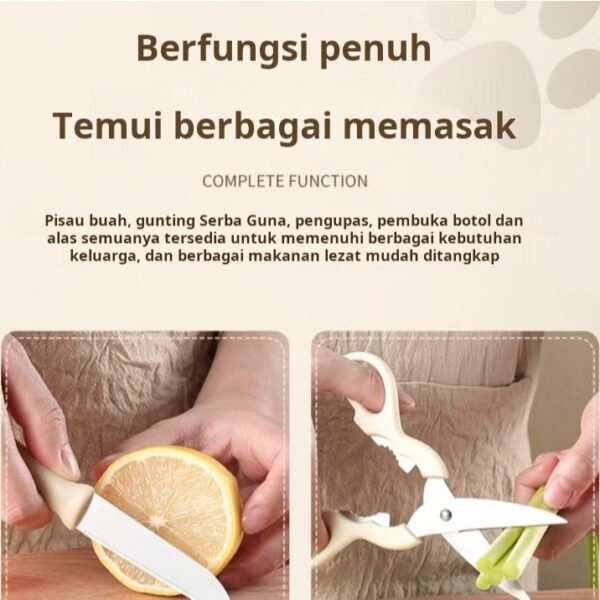 Set Peralatan Dapur Gunting Rumah Tangga Pengupas Pisau Buah Stainless Steel Peralatan Dapur Multifungsi Serut Buah dan Sayur Pengupas Pembuka Botol Alat Asrama