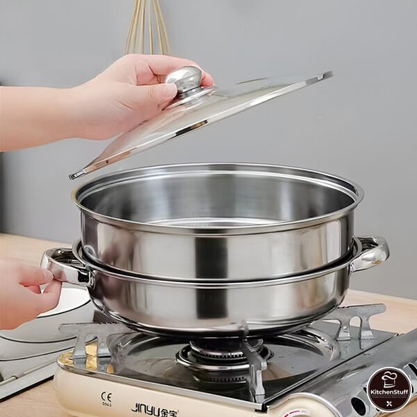 sg-11134201-7ren4-m23d2ef424m542 Panci Steamer 2 Tingkat Stainless Steel 28Cm Kukus dan Rebus KITCHEN STUFF