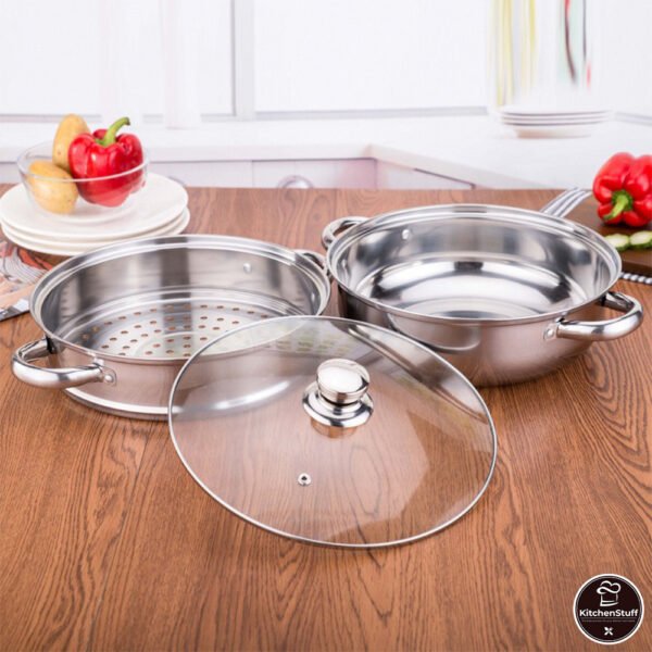 sg-11134201-7rend-m23d2d0w3lofaf Panci Steamer 2 Tingkat Stainless Steel 28Cm Kukus dan Rebus KITCHEN STUFF