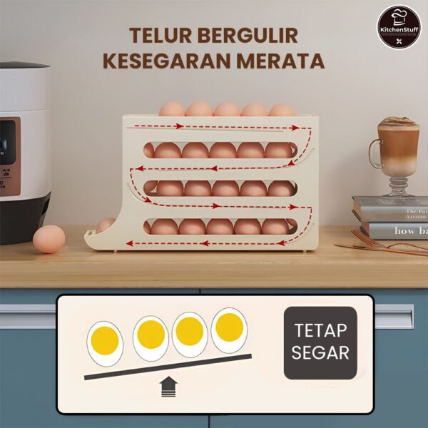 Rak Penyimpanan Telur Praktis 4 Tingkat Box Telur Minimalis KITCHEN STUFF