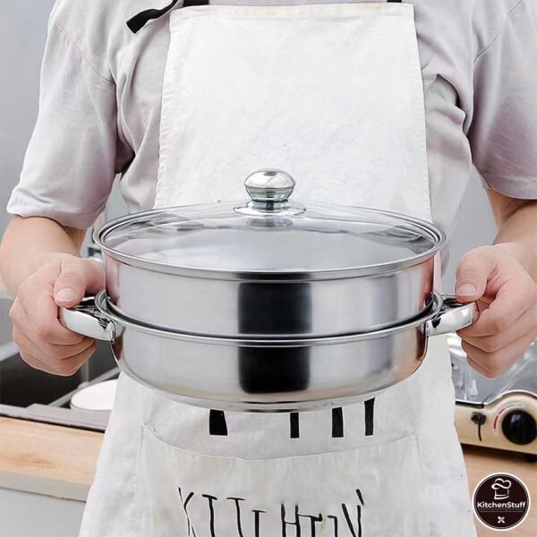 sg-11134201-7reqo-m23d2dc9mydb36 Panci Steamer 2 Tingkat Stainless Steel 28Cm Kukus dan Rebus KITCHEN STUFF