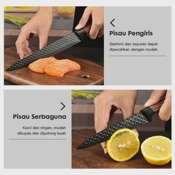 sg-11134201-824gh-menzatb5j01t44 Bilikot - Pisau Dapur Set 6in1 High Quality Stainless Steel Multifungsi Pisau Koki Alat Dapur Knife