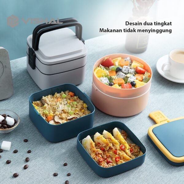 Tempat 2 Layer  Makan Lunch Box Polos Lucu Elegan Tempat Bekel Makanan BPA FREE VS-65