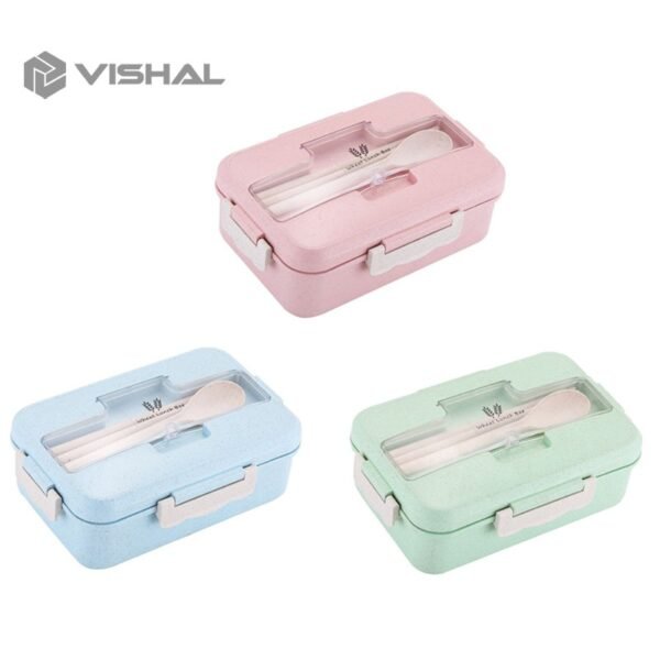 Lunch Box Kotak Bekal Makan Jerami Gandum kotak makan ​1000ml 4 In 1 Free Sendok Tempat Makan