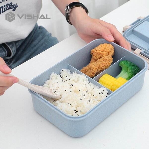 Lunch Box Kotak Bekal Makan Jerami Gandum kotak makan ​1000ml 4 In 1 Free Sendok Tempat Makan