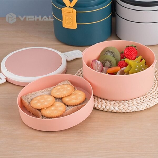Tempat 2 Layer  Makan Lunch Box Polos Lucu Elegan Tempat Bekel Makanan BPA FREE VS-65