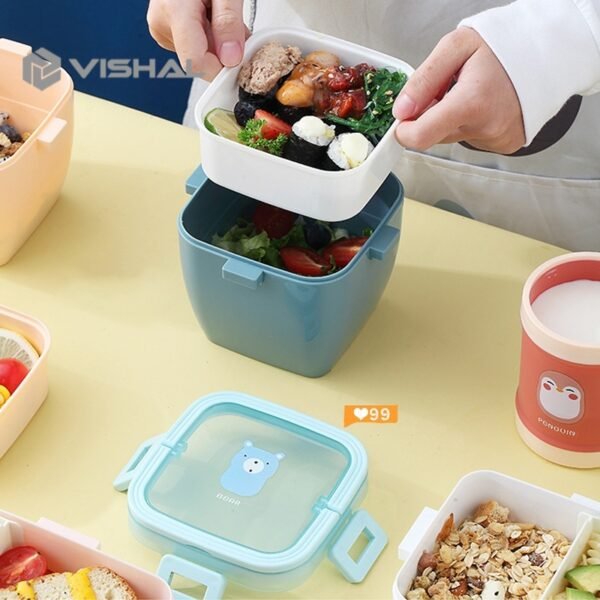 Lunch Box PP Jerami Gandum With Karakter Kartun Kotak Bento BPA Free + Sendok