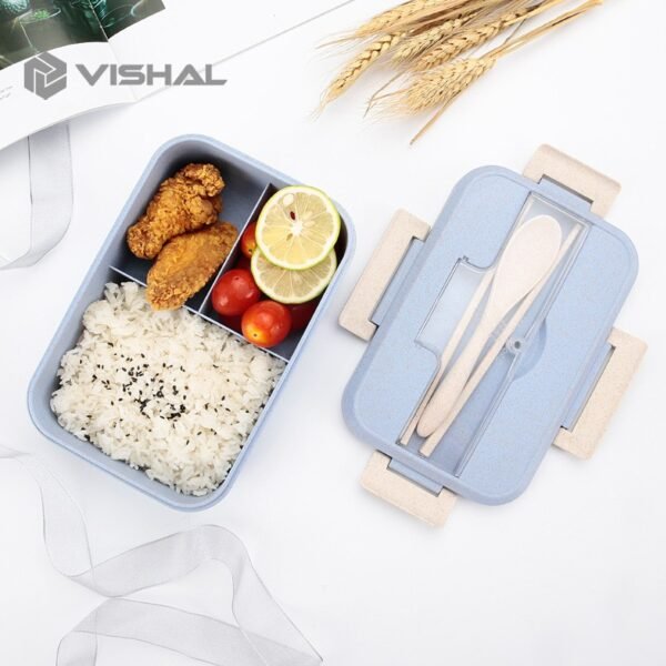 Lunch Box Kotak Bekal Makan Jerami Gandum kotak makan ​1000ml 4 In 1 Free Sendok Tempat Makan