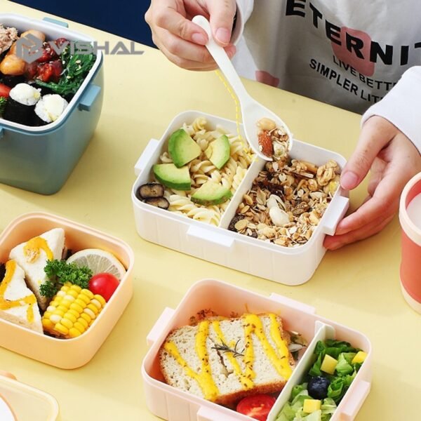 Lunch Box PP Jerami Gandum With Karakter Kartun Kotak Bento BPA Free + Sendok