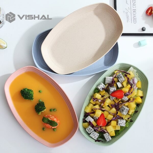 64c2197ae32c176bd47ae5d3fd80be84 Set Piring Bentuk Oval Kotak Mix Warna Isi 4 Pcs Lonjong Dinner Plate