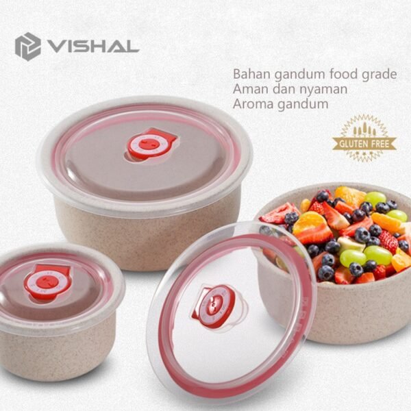 Kotak Pengawet 3 in 1  Kedap Udara Mangkuk Dengan Penutup Gandum Mangkuk Berkapasitas Besar VS
