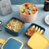 Tempat 2 Layer  Makan Lunch Box Polos Lucu Elegan Tempat Bekel Makanan BPA FREE VS-65
