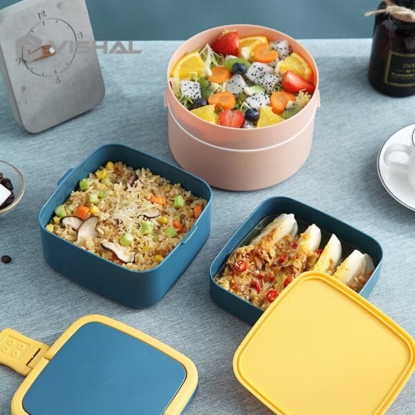 Tempat 2 Layer  Makan Lunch Box Polos Lucu Elegan Tempat Bekel Makanan BPA FREE VS-65