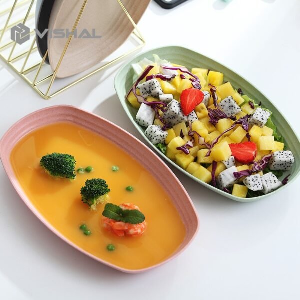 9107df9d6d795078bd92b5378b338c94 Set Piring Bentuk Oval Kotak Mix Warna Isi 4 Pcs Lonjong Dinner Plate