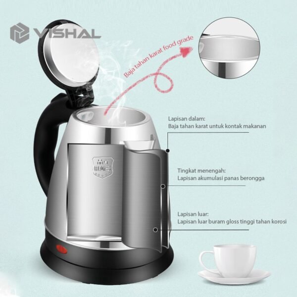 b3414456b1fb032f89b34f83e75859c4 Teko listrik Pemanas Air /Kettle Electric Stainless Pembuat Kopi Teh VS-1801
