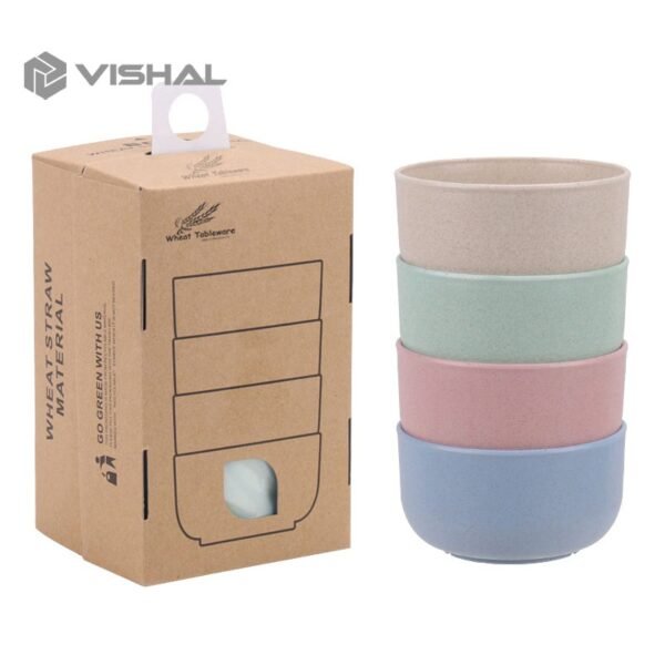 mangkok wheat straw set 4pcs warna warni