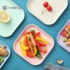 Piring KECIL Makan Bentuk Kotak Wheat Straw Square Plate Warni Set 4 In 1 Square Plate Dinner