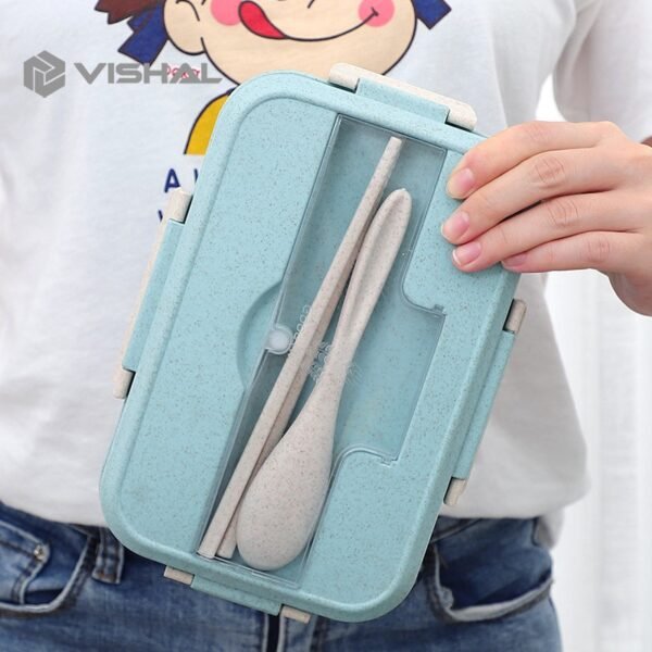 Lunch Box Kotak Bekal Makan Jerami Gandum kotak makan ​1000ml 4 In 1 Free Sendok Tempat Makan