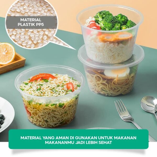 Mangkok Plastik Kotak Makan Pudding Bulat Wadah Salad Food Container