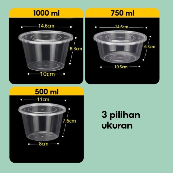 Mangkok Plastik Kotak Makan Pudding Bulat Wadah Salad Food Container