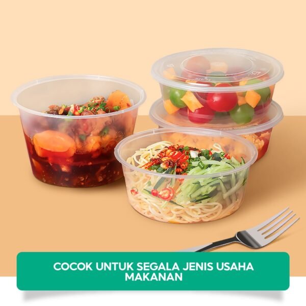 Mangkok Plastik Kotak Makan Pudding Bulat Wadah Salad Food Container