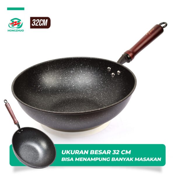 id-11134207-7qukx-lg4nki3hd0mv43 Wajan Maifan Wajan Batu Medis 32CM Anti Lengket Cocok Segala Jenis Kompor Gagang Kayu Premium Anti Leleh