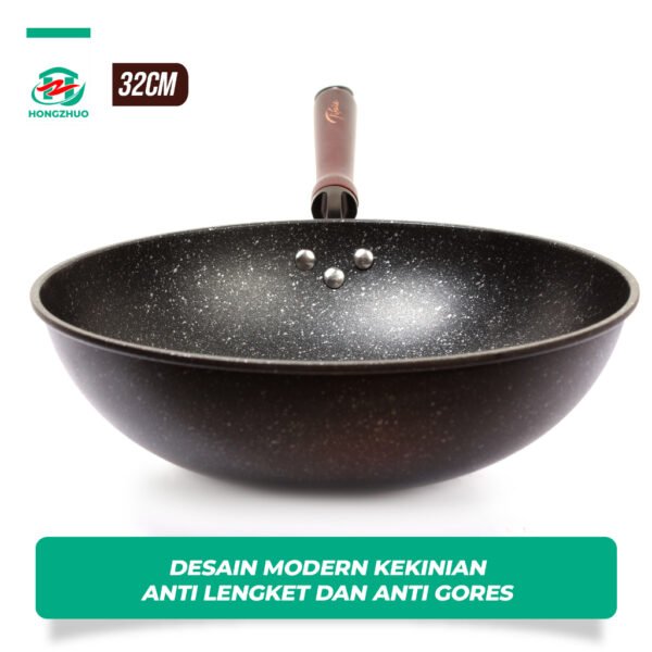 id-11134207-7qukx-lg4nki3rcmf3fc Wajan Maifan Wajan Batu Medis 32CM Anti Lengket Cocok Segala Jenis Kompor Gagang Kayu Premium Anti Leleh