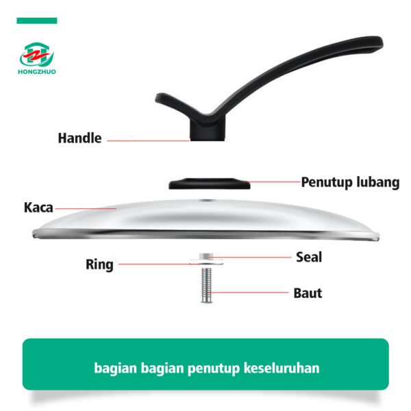Tutup Wajan Penggorengan / Tutup Panci Bahan Kaca dan Tebal Ukuran 32cm