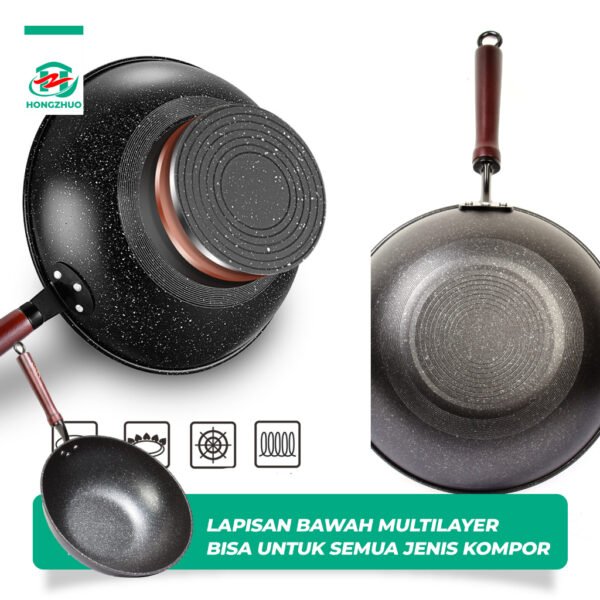 id-11134207-7qul0-lg4nki4lbeem1e Wajan Maifan Wajan Batu Medis 32CM Anti Lengket Cocok Segala Jenis Kompor Gagang Kayu Premium Anti Leleh